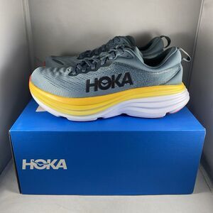 Hoka One One Mens Bondi 8 Blue Running Training Shoes Size 8D Medium BHFO 3252